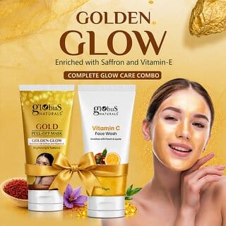 (Combo of 2) Globus Golden Glow Peel Off Mask (100g) + Vitamin C Skin Brightening Face Wash (75g)