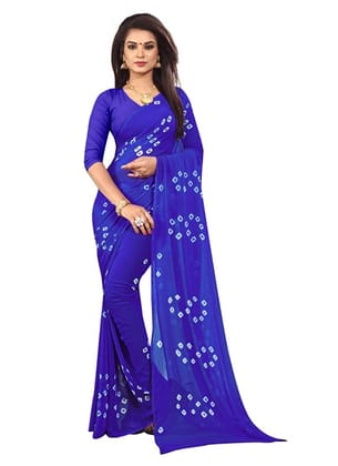 Generic Women's Chiffon Saree (Blue, 5 - 6 Mtrs)