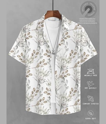 BULLMER Cotton Blend Regular Fit Printed Half Sleeves Men's Casual Shirt - Off White ( Pack of 1 )