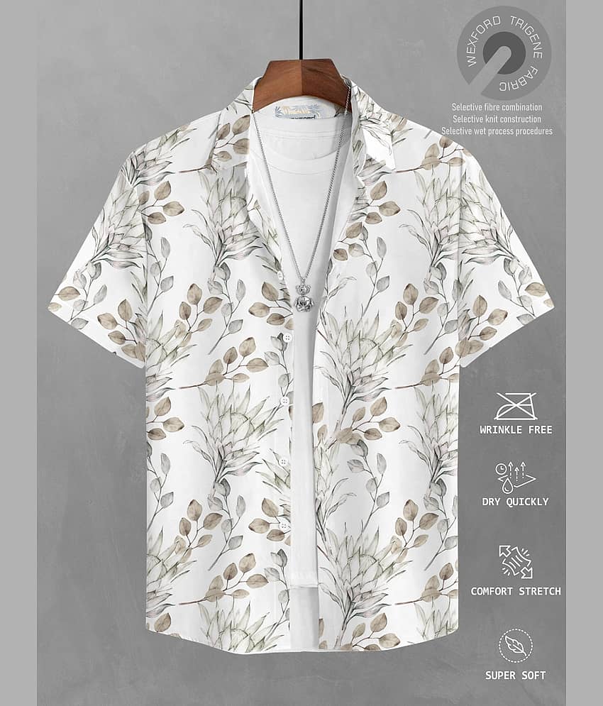 BULLMER Cotton Blend Regular Fit Printed Half Sleeves Men's Casual Shirt - Off White ( Pack of 1 )