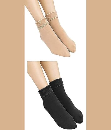 PENYAN - Multicolor Cotton Women's Ankle Length Socks ( Pack of 2 )