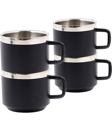 Dynore - Steel Double Walled Tea Cup 110 ml ( Pack of 4 )