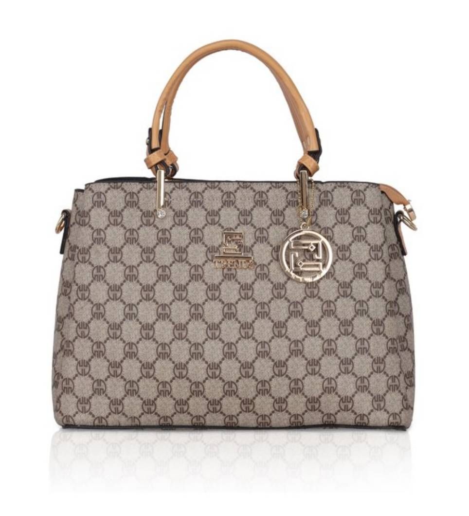 Women's Faux Leather Printed Handbag (Camel)