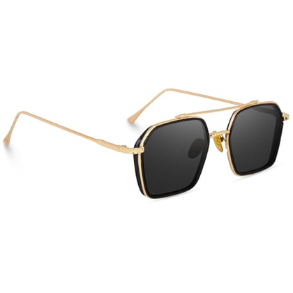 Dervin UV Protected Full Rim Hexagonal Polygon Sunglasses for Men-Gold Black