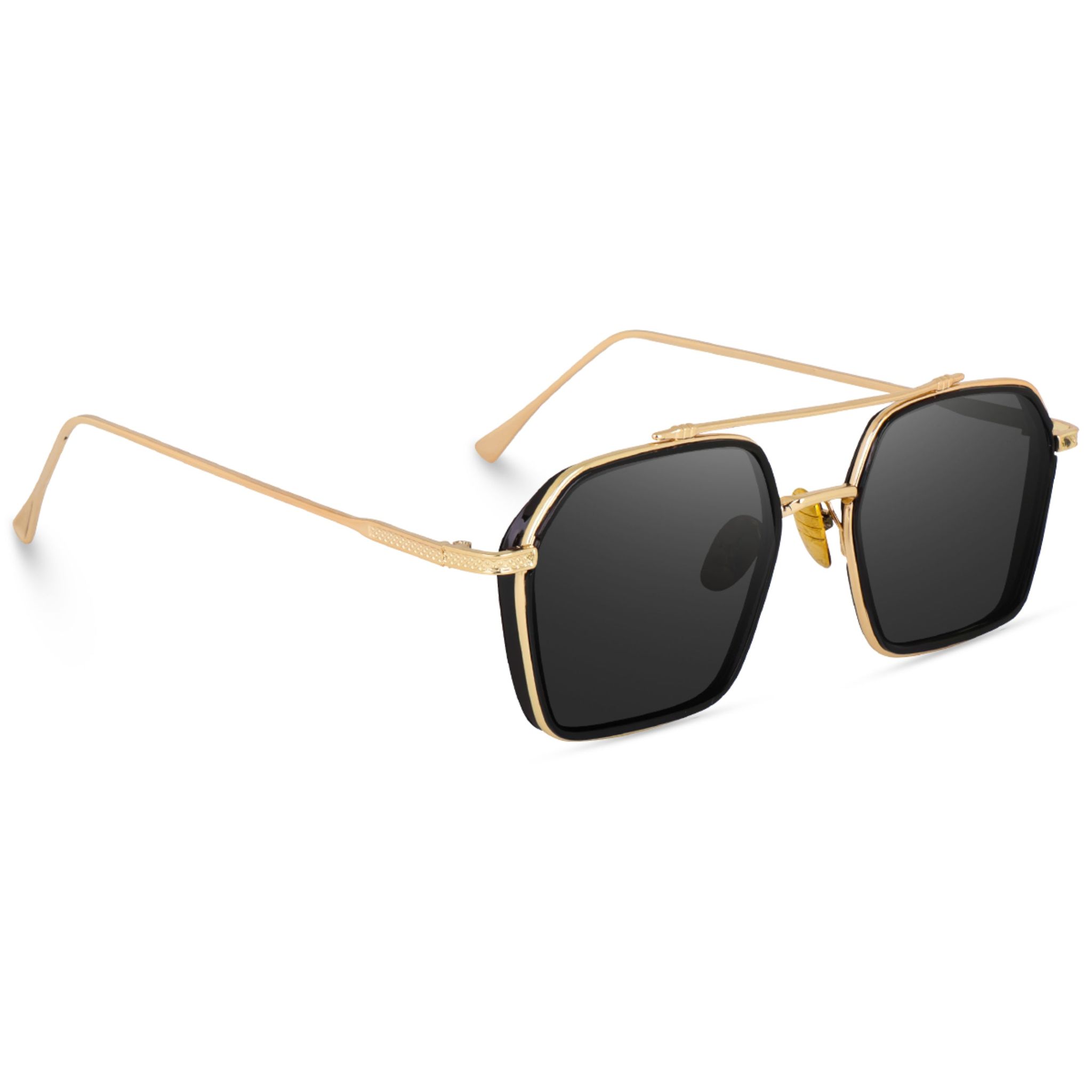 Dervin UV Protected Full Rim Hexagonal Polygon Sunglasses for Men-Gold Black