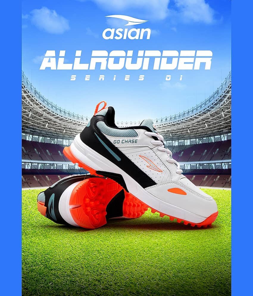 ASIAN ALL-ROUNDER-01 White Cricket Shoes
