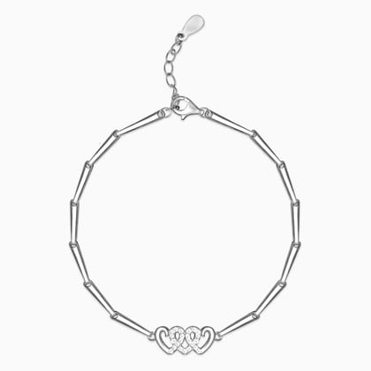 Silver Zircon Triple Heart Bracelet
