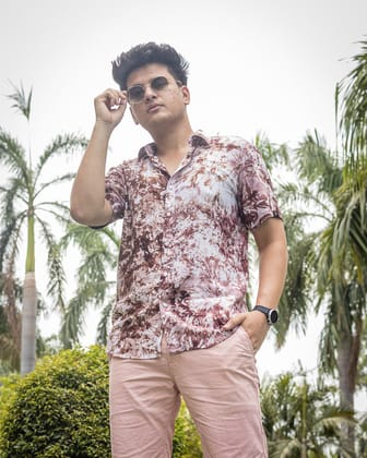 "Coffee Elegance: Brown Color Printed with Classic Design Stylish Shirt by GlamaStitch"-S