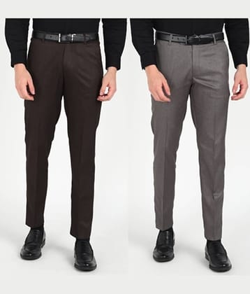 SAM & JACK Regular Flat Men's Formal Trouser - Multicolored ( Pack of 2 )