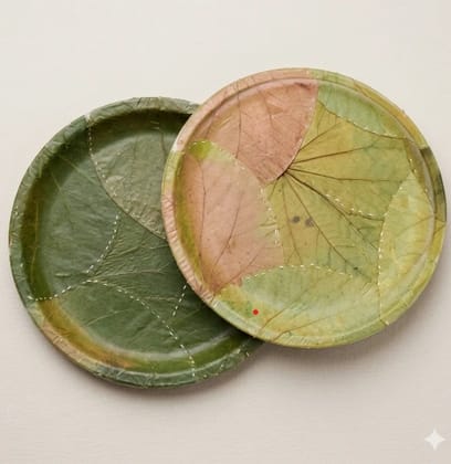 10-Piece Wood Pattal Plate Set | High-Quality Traditional Eco-Friendly Leaf Plates