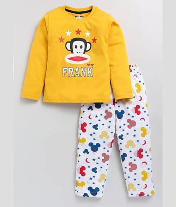 CUTOPIES Pack of 1 Boys Cotton T-Shirt & Pants Set ( Yellow )