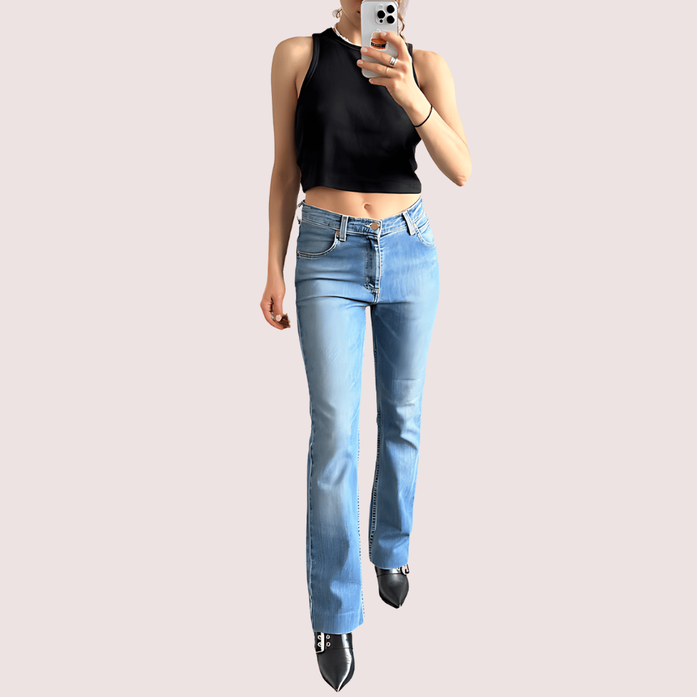 Women's Light Blue High Waist Denim Jeans - Jeans | Buy online on ZillyBuy