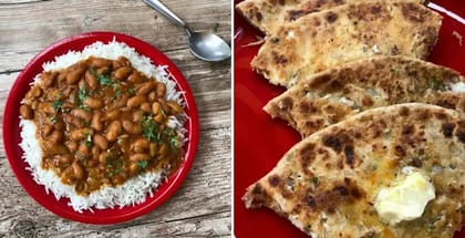 1 x Rajma Rice, 2 x Paneer Paratha, 1 x Raita