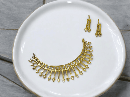 Gold Necklace and Earrings