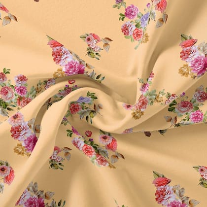 Apricot Light Watercolour Flower Digital Printed Fabric - Japan Satin