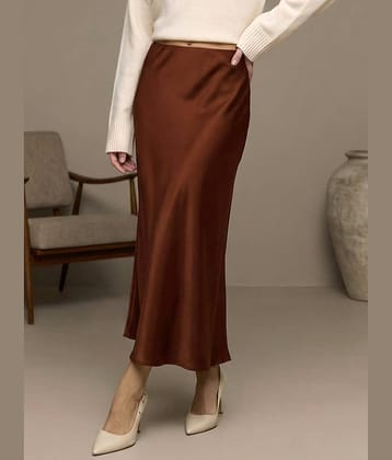 Addyvero Rust Satin Women's A-Line Skirt ( Pack of 1 )