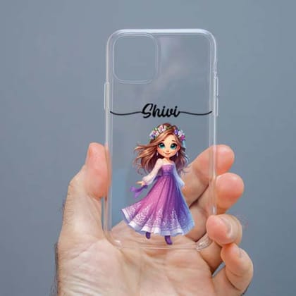 Personalized Cute Girl Transparent Silicon Case Customised with Name for Oppo, Vivo, Redmi, Realme, Poco, Mi, OnePlus, Samsung, iPhone, and More - design 73