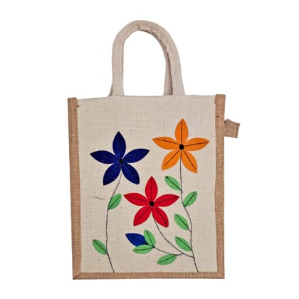 Stylish Eco-Friendly Jute Applique Handwork Bag for Office, College, and Travel - Durable & Waterproof