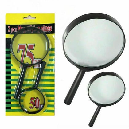 Magnifying Glass Lens – Dual-Sided Glass Magnifier for Reading & Eye Protection (75mm & 50mm, 2 Pc Set)