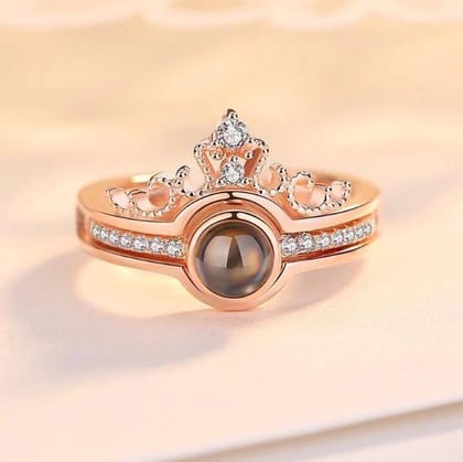 I LOVE YOU IN 100 LANGUAGES CROWN RING-Rose Gold