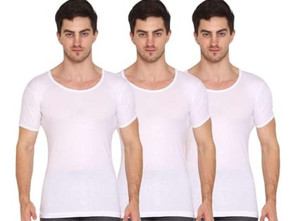 VIP Supreme Men's Round Neck Half Sleeve 100% Cotton White Vest, Moisture Absorbent Inner wear for Men - Pack of 3 - S VIP Supreme Men's Round Neck Half Sleeve 100% Cotton White Vest, Moisture Absorbent Inner wear for Men - Pack of 3 - S