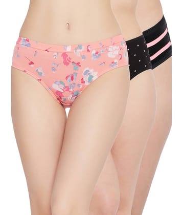 Clovia Multi Color Cotton Printed Women's Hipster ( Pack of 3 )