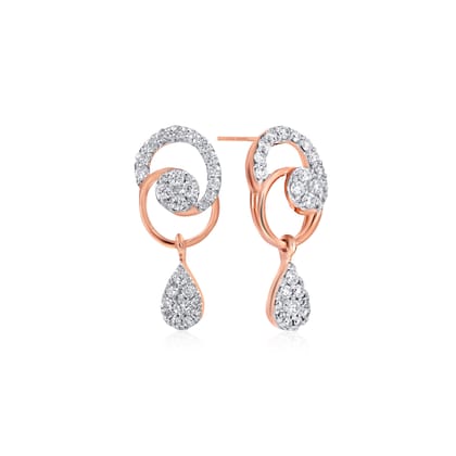 Senco Gold Fashionable Spin Diamond Studs (1.7 gram / 0.28 Ct / HI-SI / 14K Rose Gold)