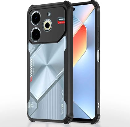 PLUGTECH Slim Shockproof Case | Matte Black Soft | Drop Protection | Precise Cutouts | Premium Mobile Cover for Tecno Pova 6 Neo 4G