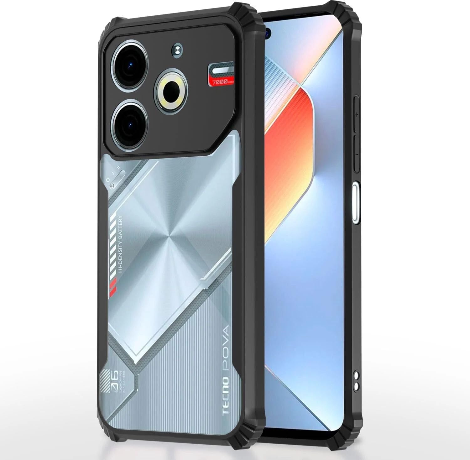 PLUGTECH Slim Shockproof Case | Matte Black Soft | Drop Protection | Precise Cutouts | Premium Mobile Cover for Tecno Pova 6 Neo 4G