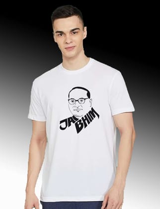 Printed White Round Neck T-Shirt for Men, Polyester Half Sleeves, Casual Wear, Proudly Made in India (Color-White Size-M)