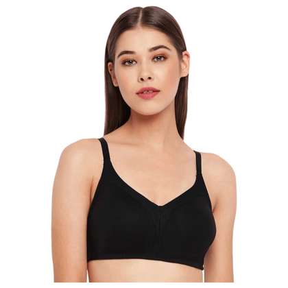 Enamor Full Figure Support M-Frame Bounce Control Non Padded Non Wired Bra|Ab75-Black / 36B