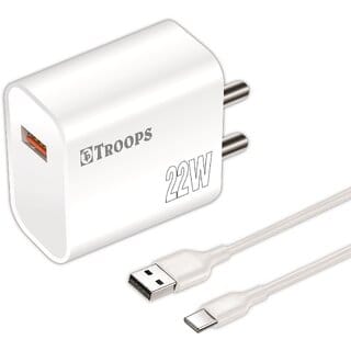 TP TROOPS Fast Charger Fusion Type C Charge 22W Mobile Charger With Smart System  1 Year Warranty TP-574 White