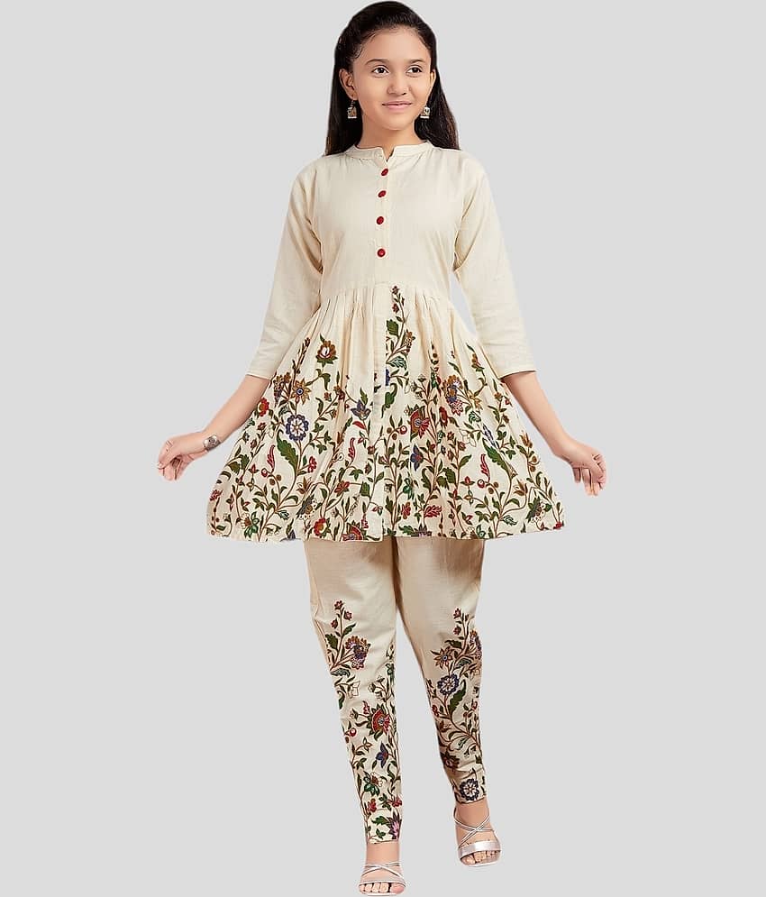 Aarika Girls Cotton Kurta and Pant Set ( Pack of 1 , Cream )
