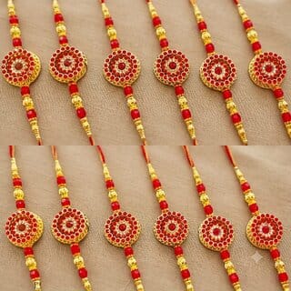 (Pack of 12) CHARKEE Fancy 12 Bhaiya Bhabhi Rakhi (Multicolour)
