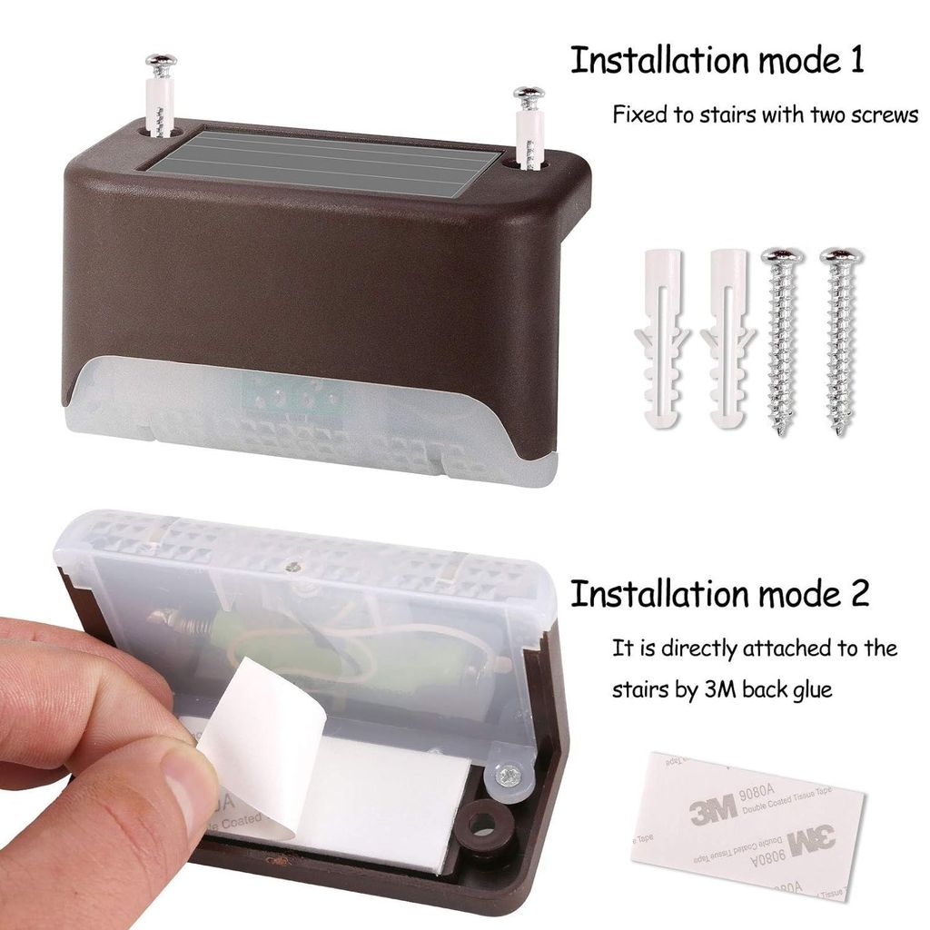 Solar Deck Lights Outdoor, 4 Pack Led Solar Step Light Waterproof for Outdoor Deck, Stairs, Fence, Yard, Patio, Path and Driveway (Warm White)