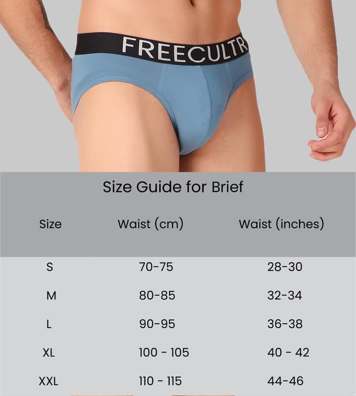 FREECULTR Men's Underwear Organic Cotton (Ultrasoft Waistband) Premium Snug-Fit Brief Pack of 1-Shadow Blue
