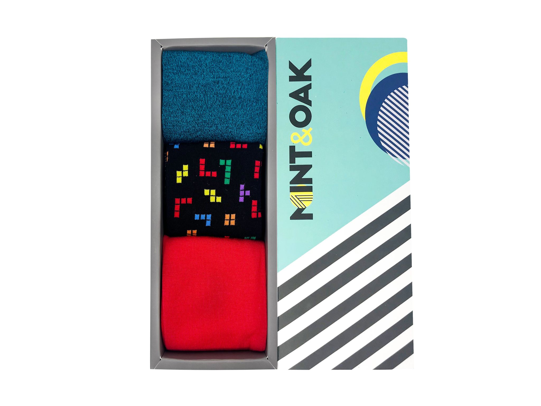 Colorful Canvas Set-of-3 Crew Socks for Men