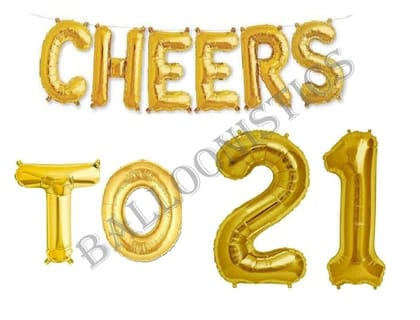 Cheers to Twenty One Foil Balloon Combo Number 21 Foil Balloon for Birthday and Anniversary