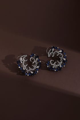 Fukumi Sapphire Zirconia Hoop Earrings-Zirconia