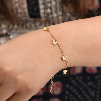 Drop Butterfly Bracelet-18k Gold Plated / 5.5" + 1"