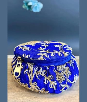 Koogly Embroidery Matki Shape Small Size Jewelry/BangleBox /Makeup/Earing Storage Fancy Marriage Gift and multipurpose Vanity Box  (Blue)