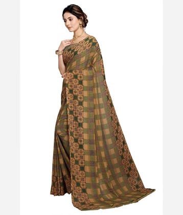 Kanooda Prints Georgette Printed Saree With Unstitched Blouse Piece ( Light Green )