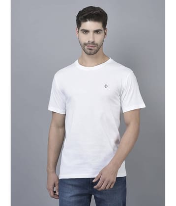 Dollar Cotton Blend Regular Fit Solid Half Sleeves Men's T-Shirt - White ( Pack of 1 )