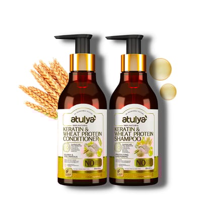 Atulya Keratin & Wheat Protein Shampoo & Conditioner Combo - 300ml Each Atulya Keratin & Wheat Protein Shampoo & Conditioner Combo - 300ml Each