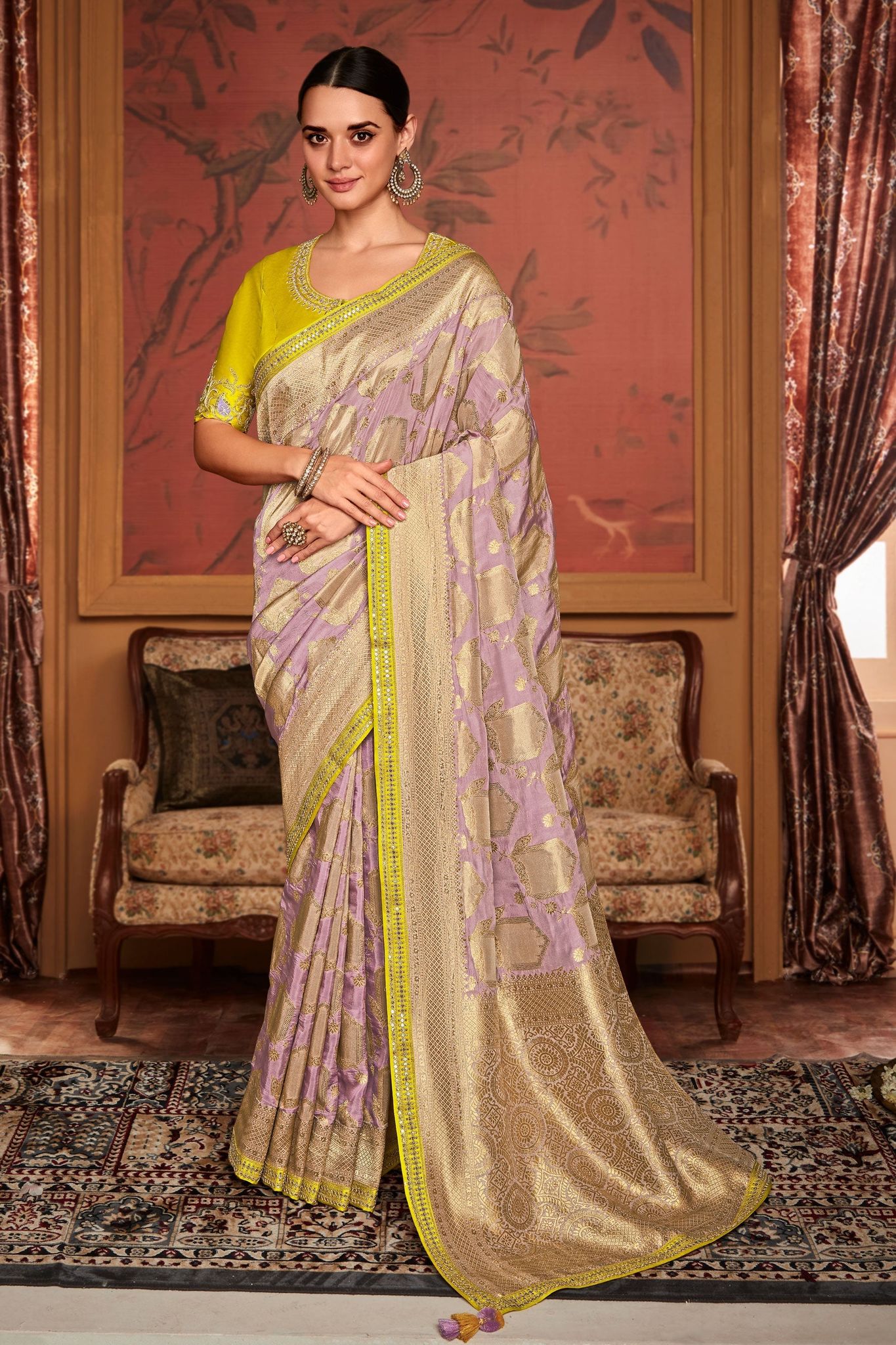 Purple Woven Dola Silk Saree