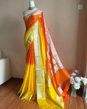 Banarsi Semi Georgette Silk Dyed Sarees