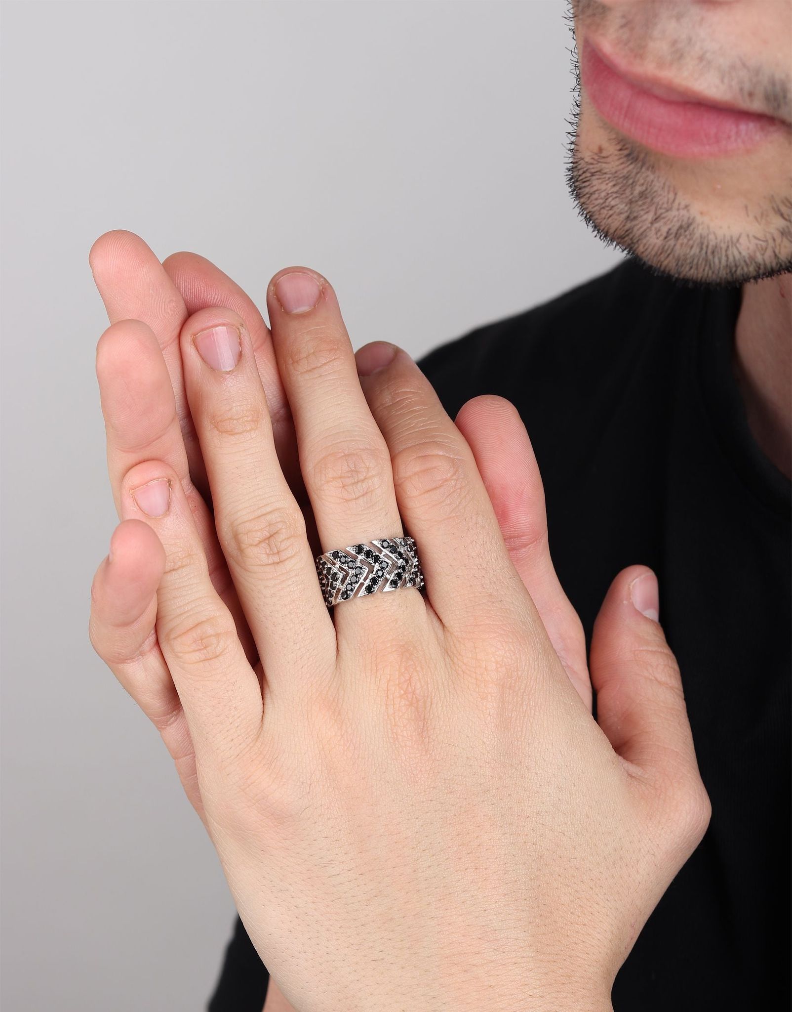 Swift Arrow Iced Out Ring (Black Onyx)-8-9 / Black Onyx