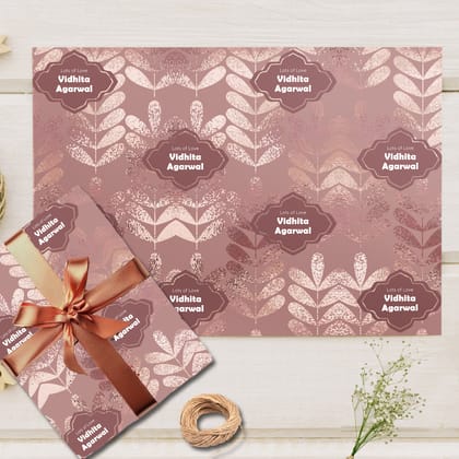 Custom Gift Wrapping Paper - Glided Bloom Design-Lots of Love / Set of 10 sheets