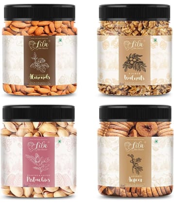 Lila Dry Fruits Figs(100gm), Almond (100gm), Walnut (100gm) & Pistachios(100 gm)