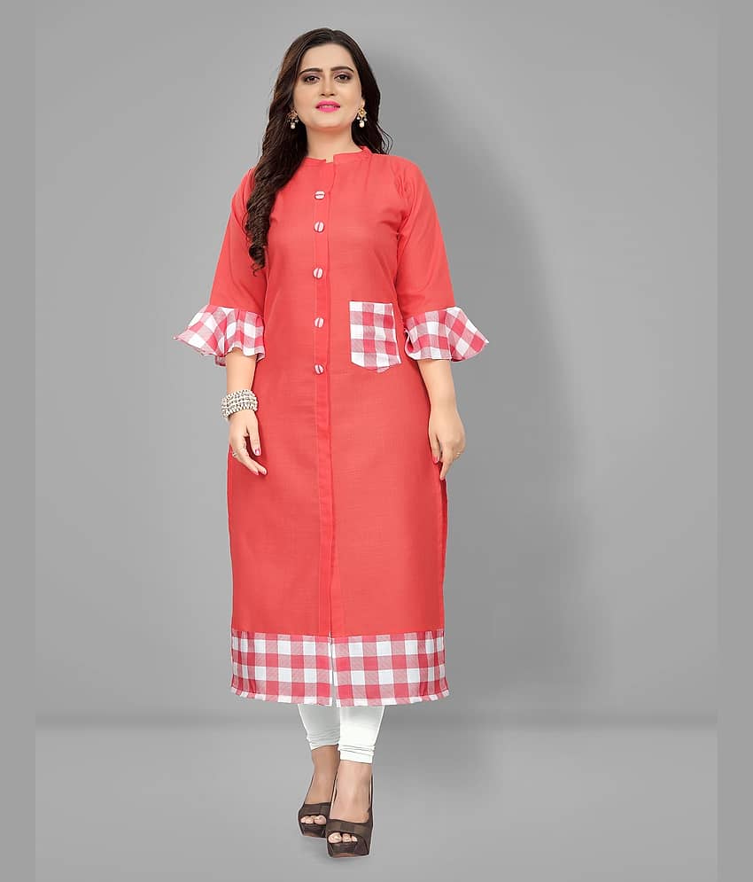 Lerkiza - Pink Cotton Women's Straight Kurti